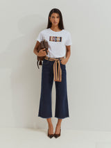 Calças culotte regular fit com cinto