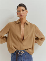 Camisa curta fluida em liocel