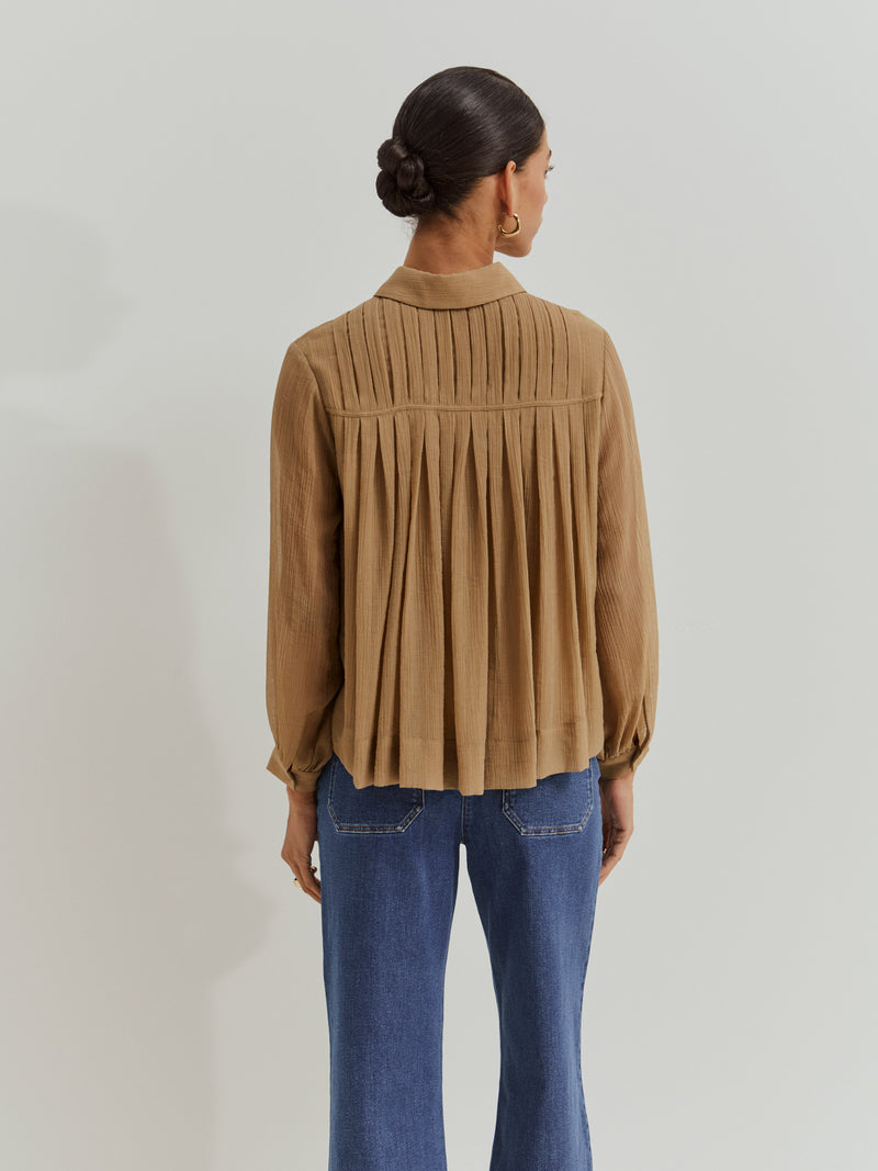 Camisa curta fluida em liocel