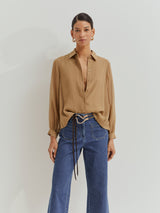 Camisa curta fluida em liocel