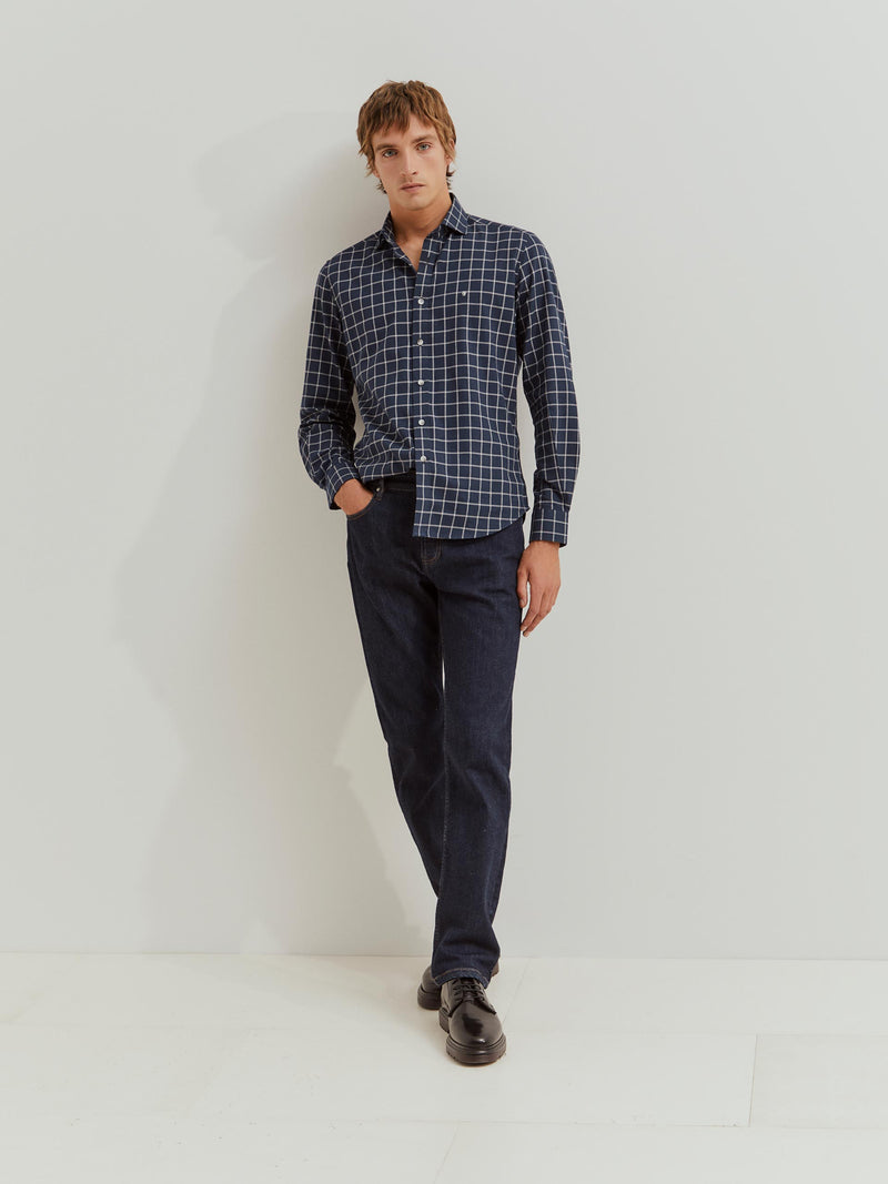 Camisa xadrez slim fit em algodão