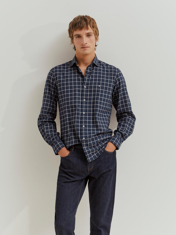 Camisa xadrez slim fit em algodão