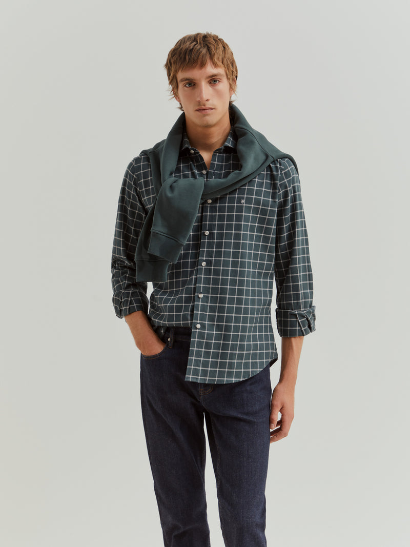 Camisa xadrez slim fit em algodão