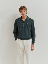 Polo manga comprida em pique regular fit