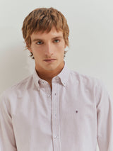 Camisa slim fit de algodão às riscas