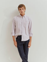 Camisa slim fit de algodão às riscas