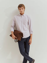 Camisa slim fit de algodão às riscas