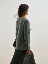 Camisola de lã decote em V