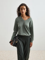 Camisola de lã decote em V