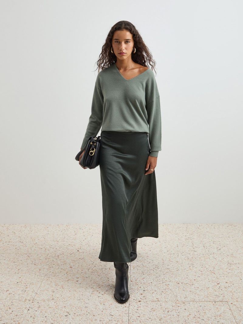 Camisola de lã decote em V