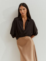 Camisa fluida acetinada