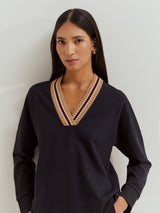 Camisola malha decote em V