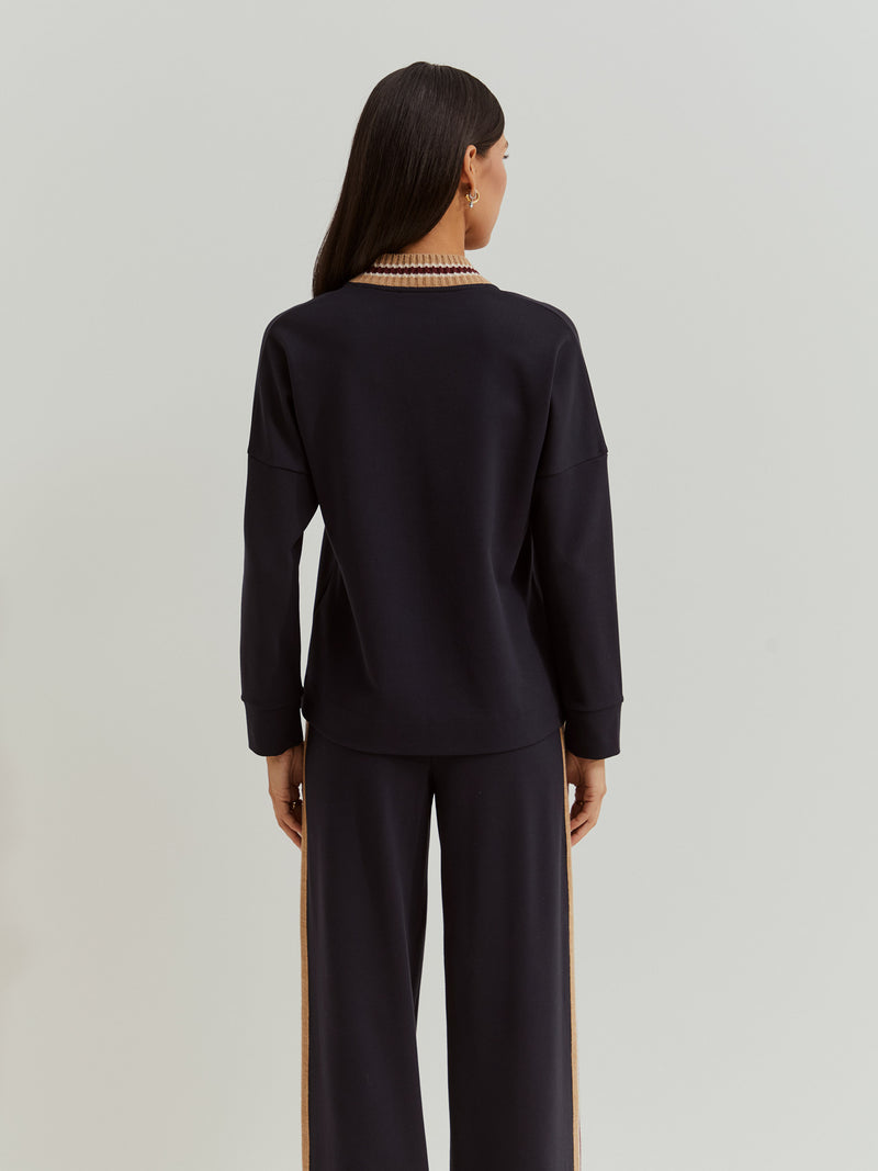 Camisola malha decote em V