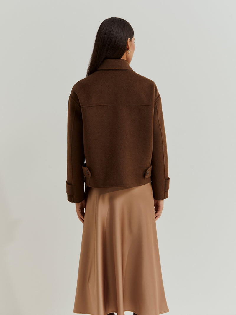 Casaco curto mistura de lã