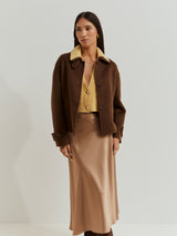 Casaco curto mistura de lã