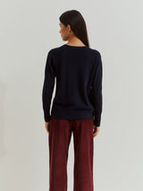 Camisola de lã decote em V