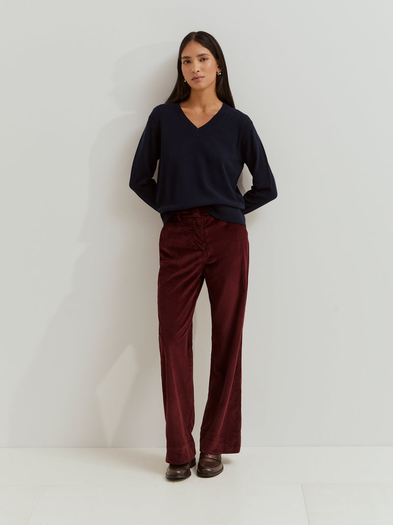 Camisola de lã decote em V