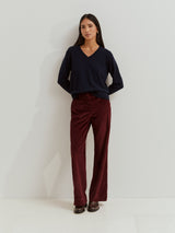 Camisola de lã decote em V