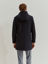 Sobretudo comprido com lã e capuz