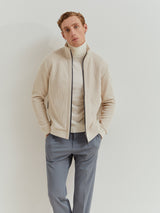 Casaco malha canelada gola alta