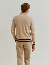 Polo de manga comprida com algodão e caxemira