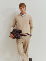 Polo de manga comprida com algodão e caxemira