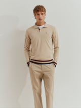 Polo de manga comprida com algodão e caxemira