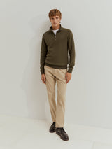 Camisola em malha texturada com carcela