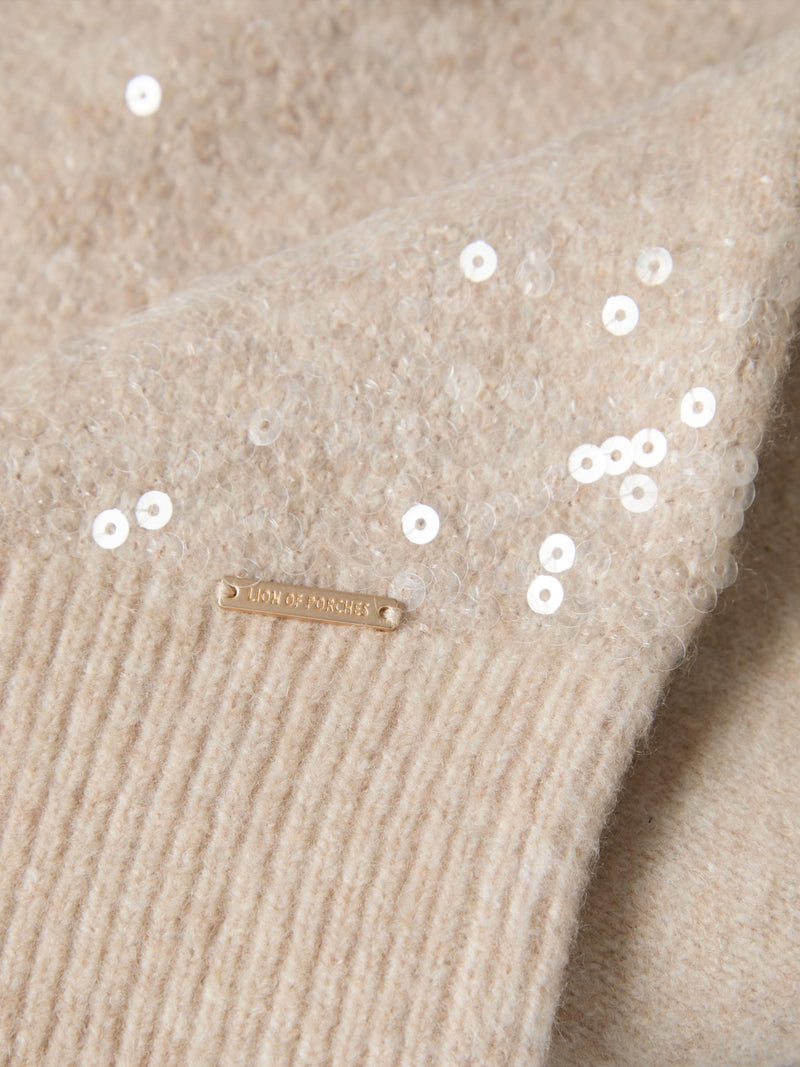 Camisola de malha tricotada com Lantejoulas