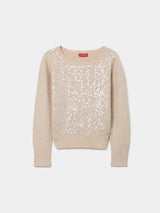 Camisola de malha tricotada com Lantejoulas