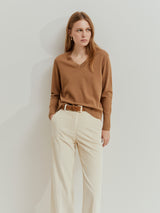 Camisola de lã decote em V