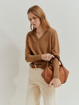 Camisola de lã decote em V