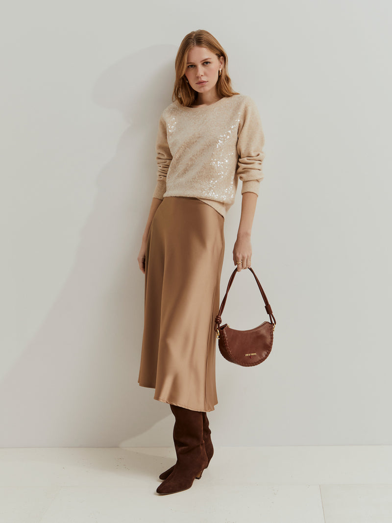 Camisola de malha tricotada com Lantejoulas