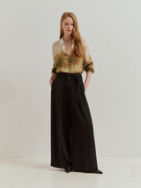 Calças wide leg de Cintura Subida