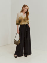 Calças wide leg de Cintura Subida