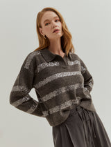 Camisola de malha às riscas em lantejoulas