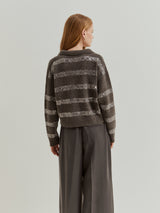 Camisola de malha às riscas em lantejoulas