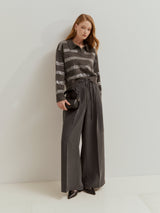 Camisola de malha às riscas em lantejoulas