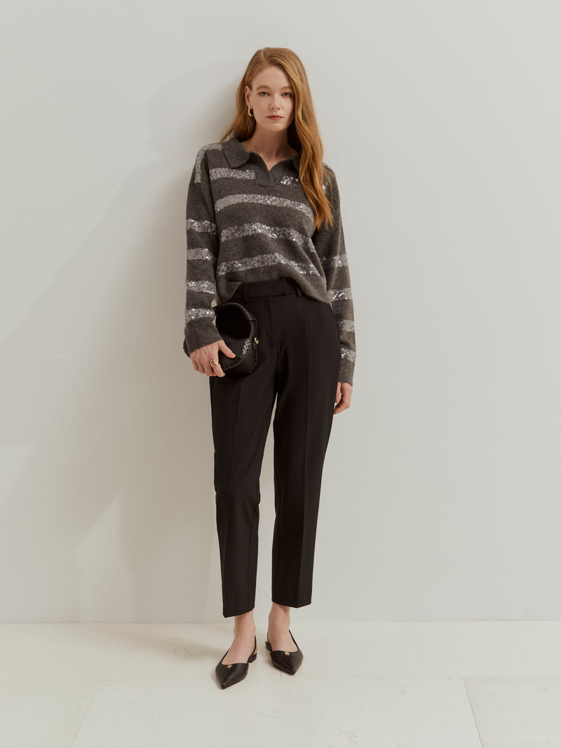 Calças chino clássicas vincadas