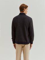 Casaco de manga comprida em malha e camurça