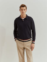 Polo de manga comprida com algodão e caxemira