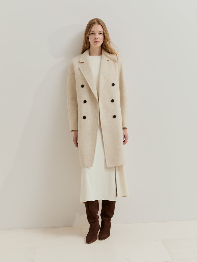 Sobretudo de trespasse em lã