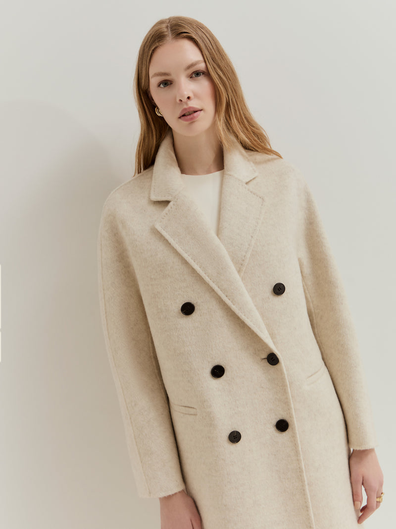 Sobretudo de trespasse em lã