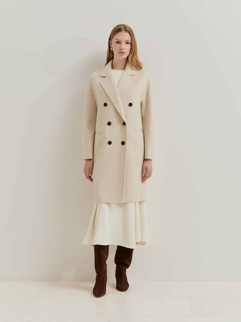 Sobretudo de trespasse em lã