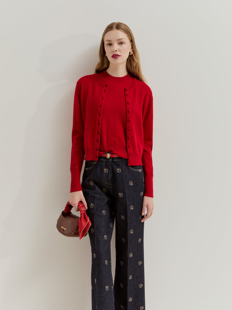 Casaco de malha com mistura de lã e caxemira