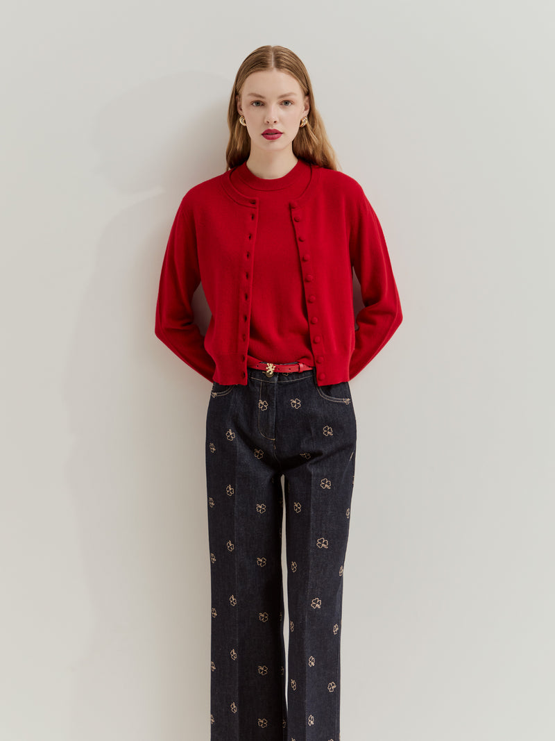 Casaco de malha com mistura de lã e caxemira