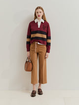 Calças wide leg com cordão tricolor