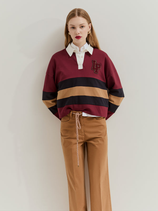 Calças wide leg com cordão tricolor