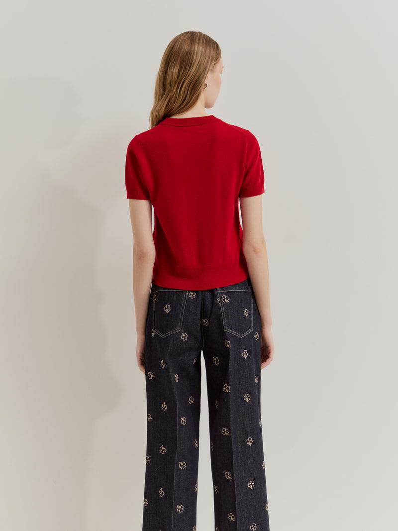 Camisola de malha de manga curta