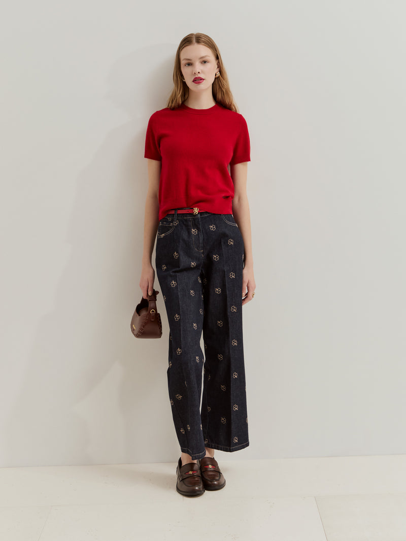 Camisola de malha de manga curta